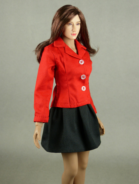 Nouveau Toys 1/6 Scale Red Sleeved Shirt with Black Pleated Skirt Set